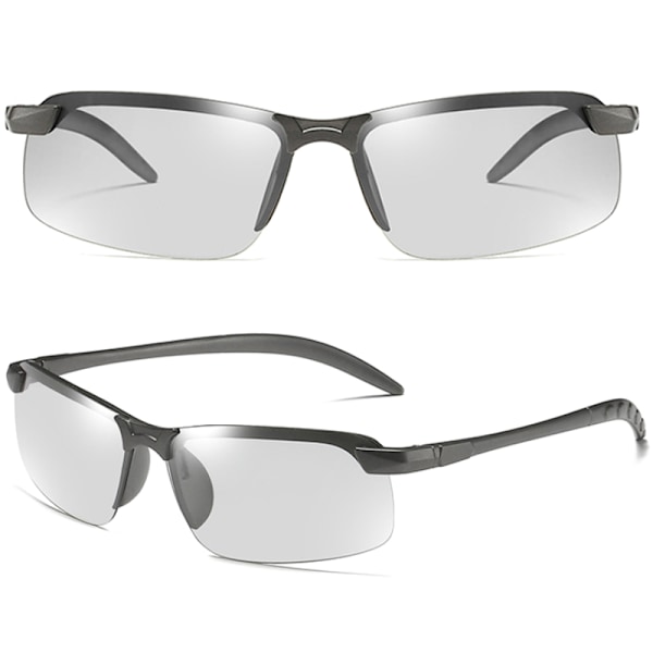Miesten fotokromaattiset aurinkolasit juoksuun, urheilulasit Grey Frame Green Lenses