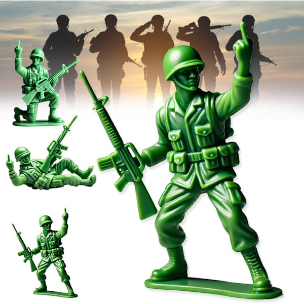 Morsomme grønne soldater, Mini langfinger-soldatstatue, soldatstatue ornament, soldatfigurer, militært tema skrivebordsdekorasjon C