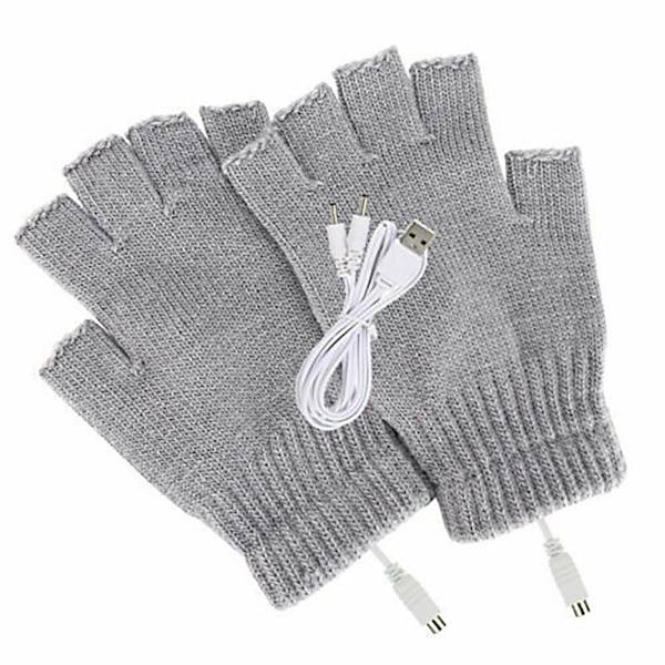 Vinterelektriska USB-uppvärmda handskar med halvfinger grey