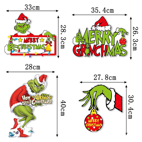 Julgrinch Hängande Skylt Dörrskylt Semesterdekoration God Jul B