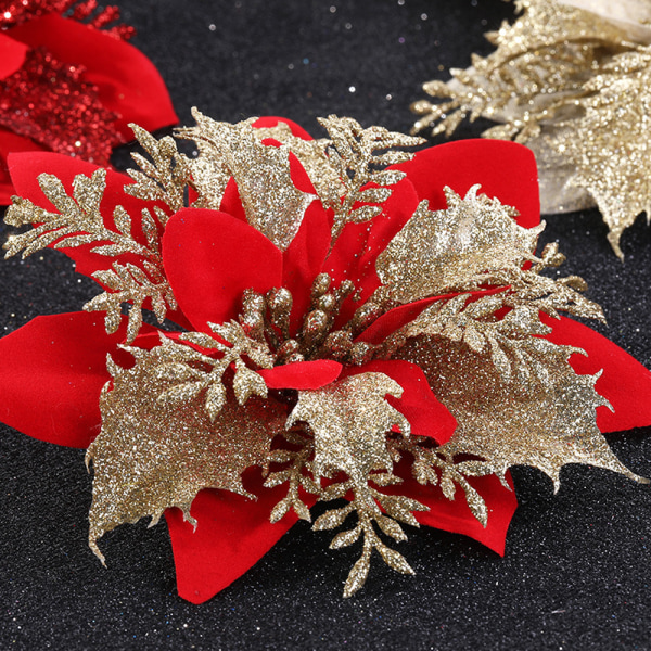 10 st konstgjorda julblommor dekor julgransprydnad A 10pcs