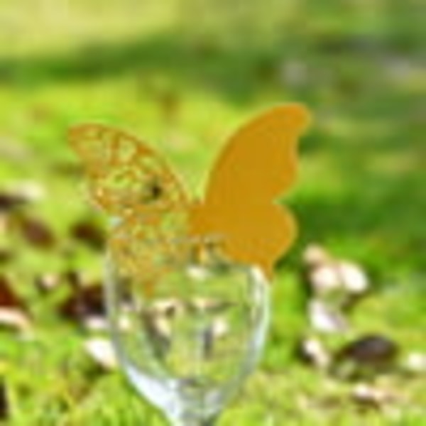 20 hule vinglasskort sommerfuglkort festdekorasjonsgave Golden