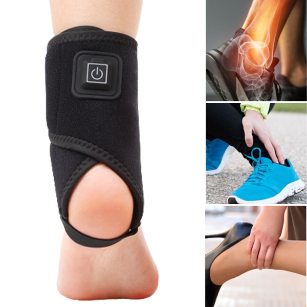 USB Elektrisk Uppvärmning Ankel Pad Brace Wrap Massager Smärtlindring
