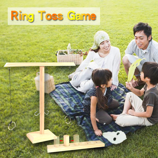 Hook and Ring Toss Bottle Game Bordsskiva Ring Party Game Wood