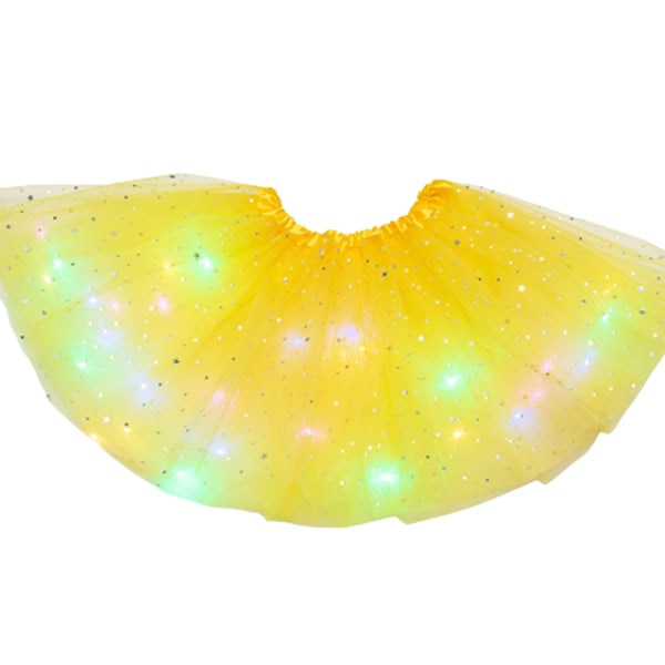 Glow LED puffy skirt for girls aged 3-8 princess dance skirt Yellow