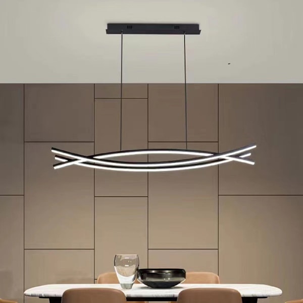 [Snabb Leverans] LED Taklampa för Vardagsrum - Kreativ Taklampa med Bågformade Linjer - Steglöst Dimbar Pendellampa - Med Fjärrkontroll - 3 Ljusfärger