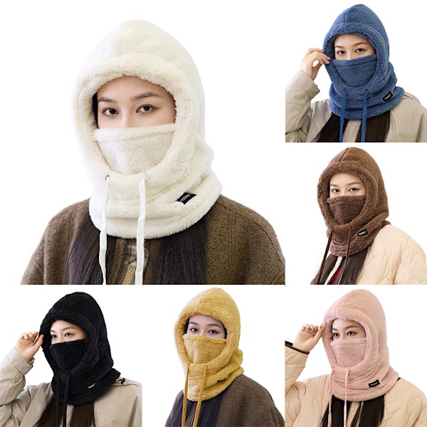 Sherpa Huva Skidmask Vinter Balaclava Vindtät Varm Huva Skydd Hatt Mössa Halsduk f Black