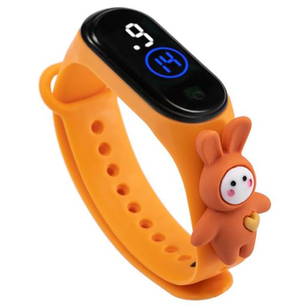 Tjej söt tecknad sport vattentät band LED digital watch Orange