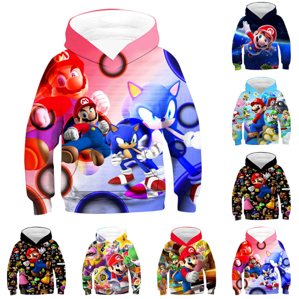 Super Mario Kids Hoodie Zip Jacka Coat Långärmad Julpresent C 120cm