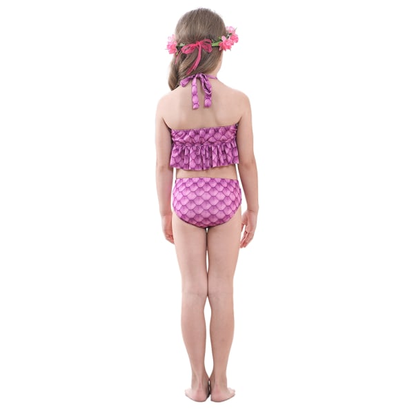Barn Flickor Mermaid Tail 3ST Set Kostym Baddräkt Badkläder Strandkläder Ålder 2-13 år A 110cm