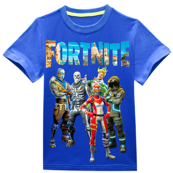 Fortnite KidsT-shirts Game Characters Cartoon Print Kort ärm blue 110 cm