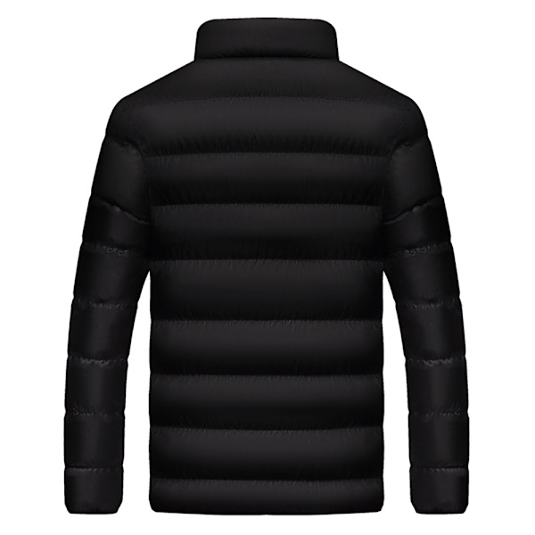 Herr vinterjacka herr höst&vinter enfärgad långärmad randig dragkedja bomullsrock Black 2XL