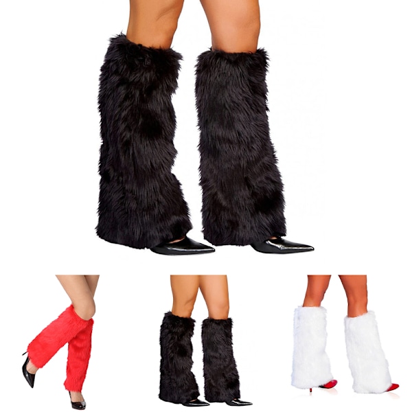 Faux päls fuzzy benvärmare kvinnor flicka fleece boot cuff covers vinter accessoar jul kvinnor boot cuff Black