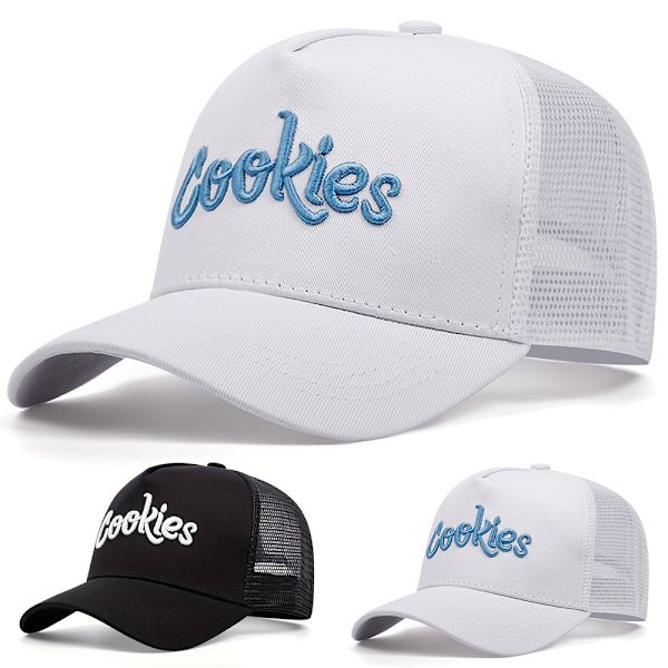 Cookies Herr Dam Truckerkeps Mesh Basebollkeps Hip Hop Andningsbar Snapback Keps NY White