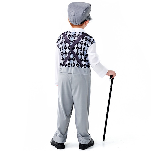 Lasten Poikien Cosplay Isoisä Vanha Mies Koulupuku Esitysasut Vaatteet grey XS