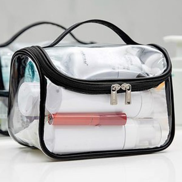 Kvinnor Dam Mode Transparent Kosmetisk väska Liten Protable Black