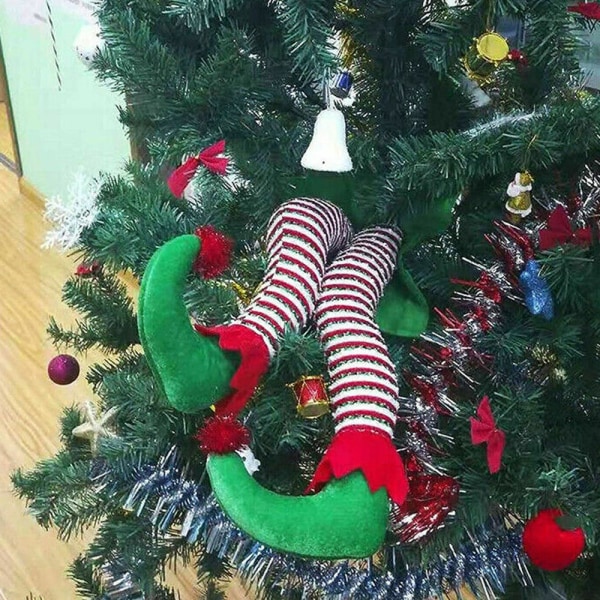 Jultomte Elfben Dekoration Dörrträd Julgåvor Green shoes