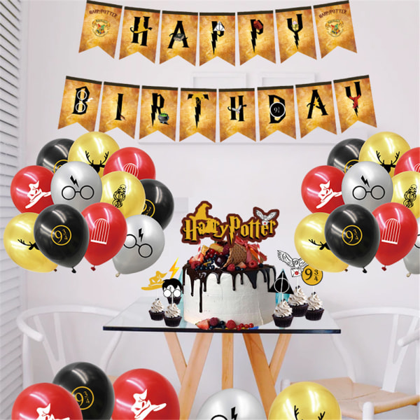 Harry Potter Party Decor Supplies Ballong Banner Cake Topper Set