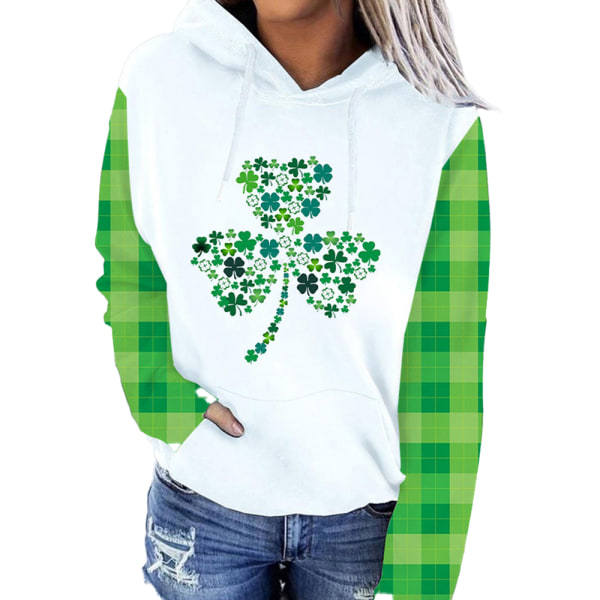 Damtröja St. Patrick's Day Clover printed långärmad 2XL