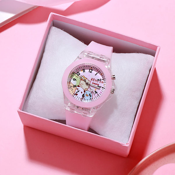 Barnens Färgglada Luminous Armbandsur Cartoon Elektronisk Klocka pink