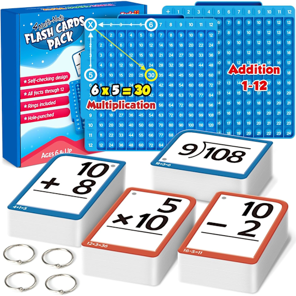 Torlam Matematik Flash Cards + Matematik Tavle, Multiplikation Flash Card Gangetabel, Division, Addition, Subtraktion Matematik Spil Legetøj til Børn