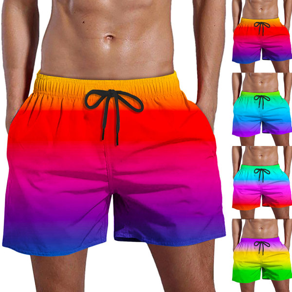 Simning för män med elastiska midja Badkläder Strandkläder Gym Casual Trunks Sommarshorts C L