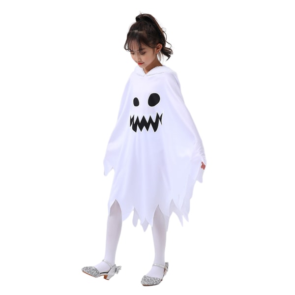 Barns vita spökkappa för elf rollspelsmantel Halloween XS