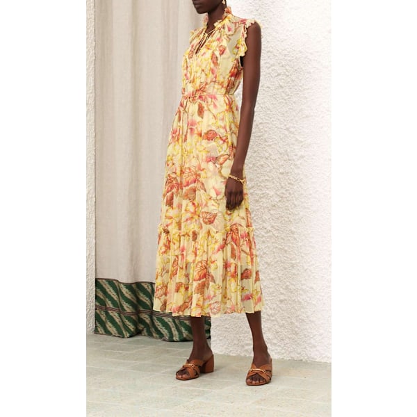 MATCHMAKER FLUTTER MIDI KJOLE Yellow M