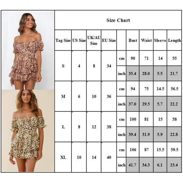 Blomstret Off Shoulder Legedragt Romper Shorts Flæse Jumpsuit til Kvinder Leopard M