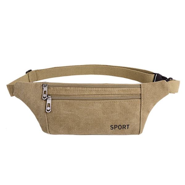 Herrar midjeväska avslappnad sport bröstväska canvas axelväska khaki