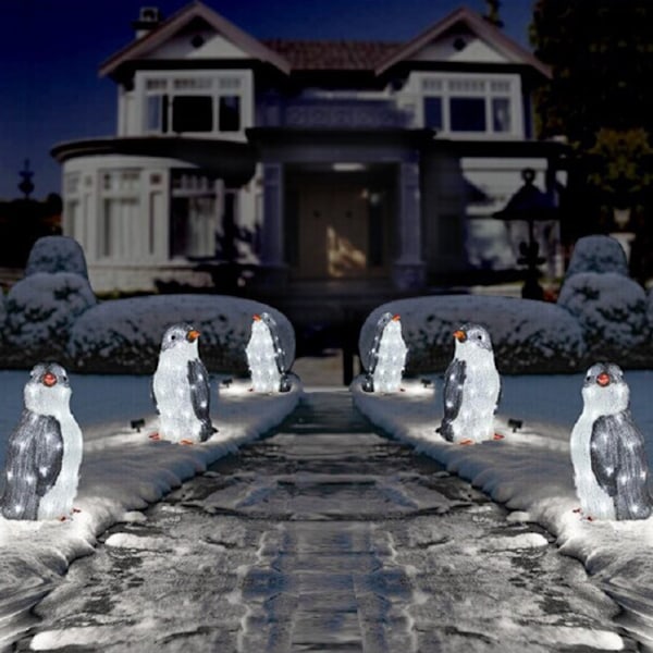 Jul Pingvin LED Ljusdekoration Inomhus Utomhus Figur Acrylic L 3pcs
