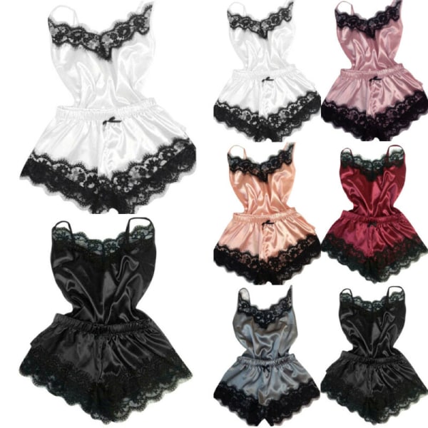 Sexiga spetsunderkläder pyjamas babydoll nattlinne sovkläder för dam pink L