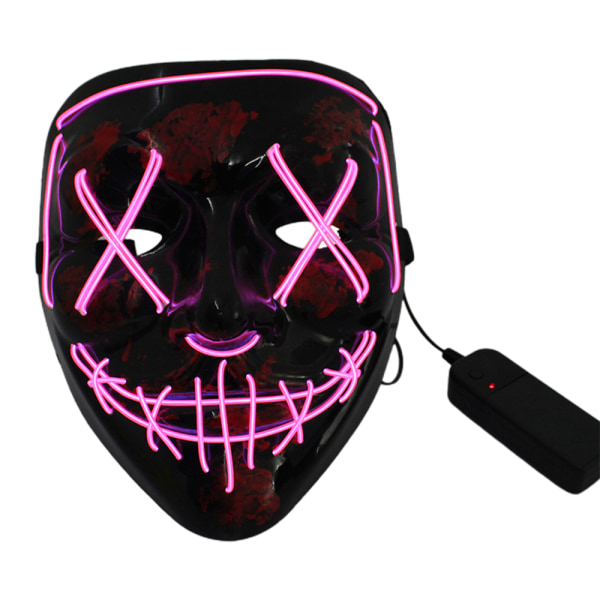 Skrämmande Led Mask Halloween Cosplay Kostym Mask Light Up Festival pink