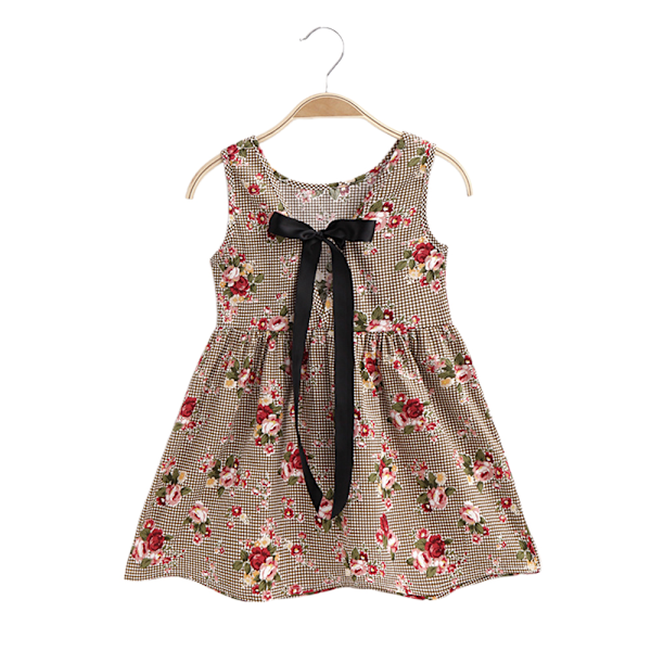 1-6 År Småbarn Baby Barn Flickor Ärmlös Tryckt Kjol Prinsessklänningar Kläder Baby Vardagskläder B 130cm