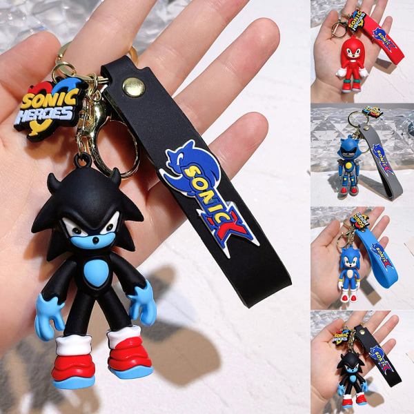 Sonic Nyckelring 3D Figur för Män och Kvinnor - Söt Plånbok, Ryggsäck, Väska och Bilhänge Dekoration Black