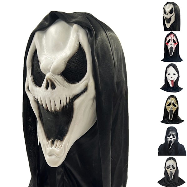 Halloween Mask Scream Ghostface Ghost Scary Horror Skull Latex Mask För Halloween Fest Cosplay B