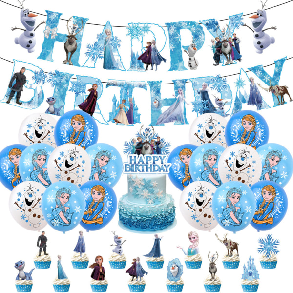 Frozen temafestmaterial inkluderar dekoration av bannerballonger