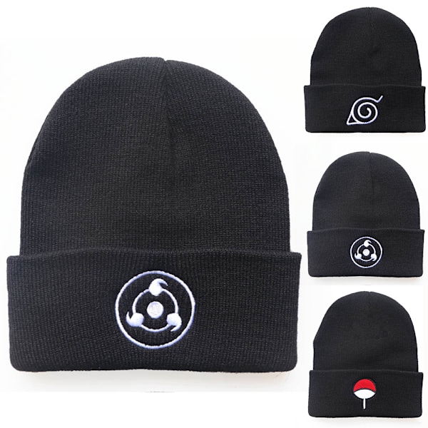 Naruto Stretch Knit Beanie Hatt med Broderad Manschett - Skallehatt C