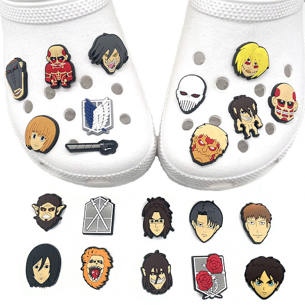 21PCS Attack on Titan Crocs-skocharm 21PCS