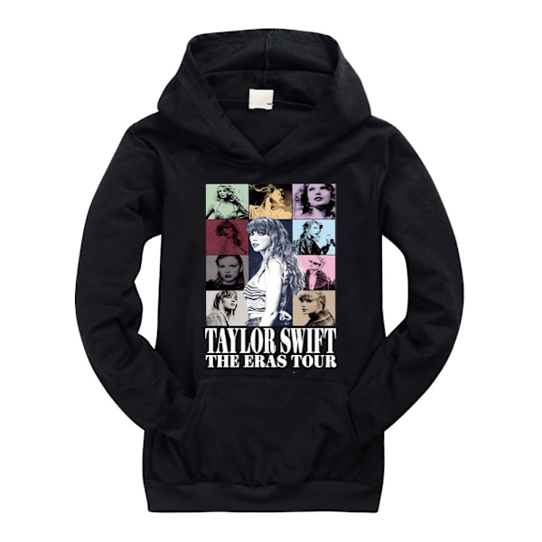 Taylor Swift The Eras Tour Printet Hættetrøje Efterår Og Vinter Casual Børne Sweatshirt Black 140cm