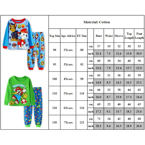 Tecknade Pojkar Pyjamas Barn Pojkar Flickor 2st Set Långärmad Tryckta Toppar+ Byxor Tryckta Kläder Pyjamas & Vardagskläder Barnpresent #10 95cm