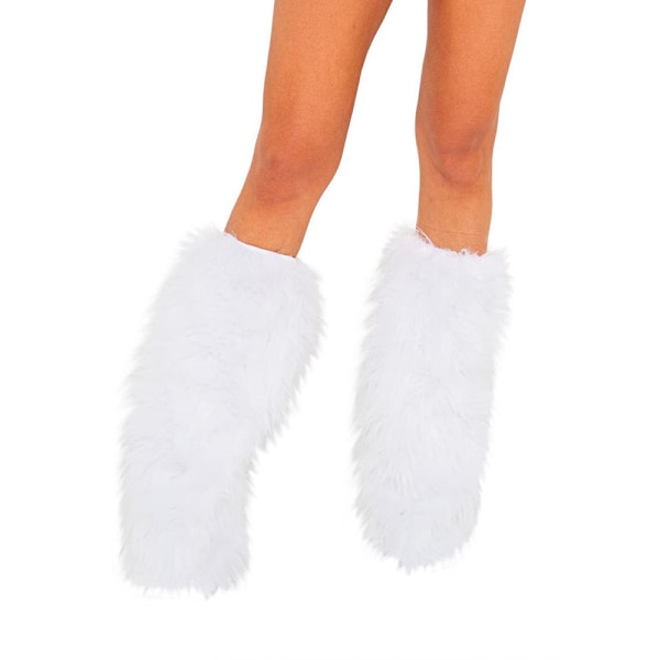 Faux päls fuzzy benvärmare kvinnor flicka fleece boot cuff covers vinter accessoar jul kvinnor boot cuff White