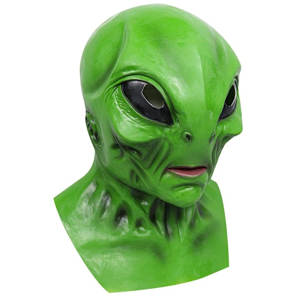 Halloween Grön Alien Latex Mask, Autentisk Läskig Kostym Mask, Alien Huvud Fullt Huvud Mask Skräck Kostym Cosplay Fest Prop