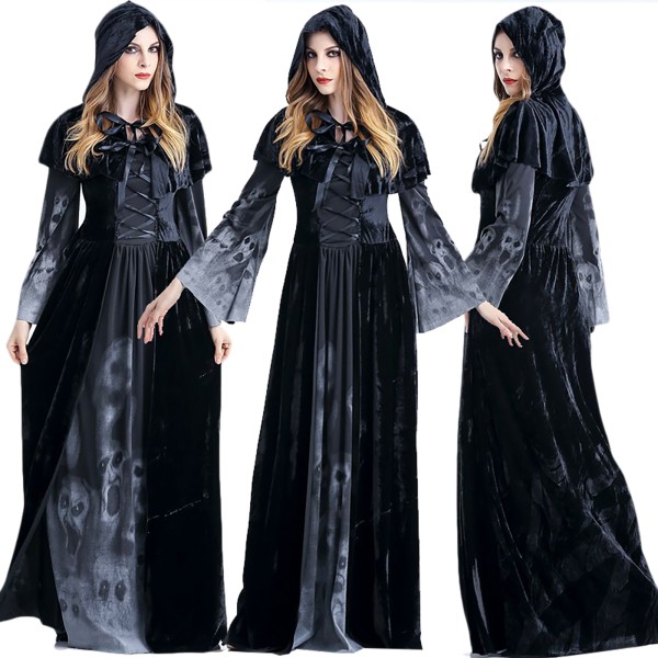 Kvinnor Anime Cosplay Reaper Klänning Kostym Långärmade kostymer Dress M