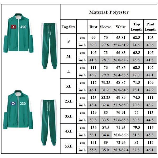 Squid Game 2 Unisex Tracksuit Set 001 456 230 333 Herr & Dam Cosplay Kostym #230 3XL