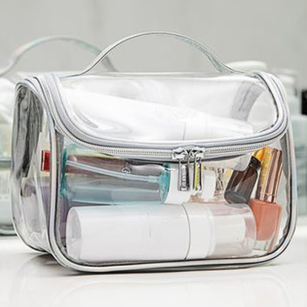 Kvinnor Dam Mode Transparent Kosmetisk väska Liten Protable Colorful silver