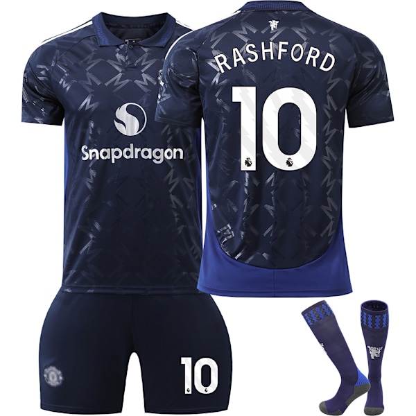 24-25 Red Devils Bortatröja Barn Fotbollströja Kit #10 RASHFORD Fotbollskläder Pojkar Träningsdräkt 22