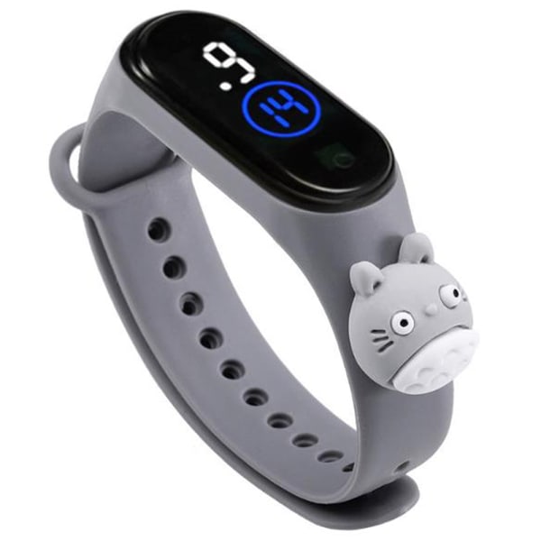 Tjej söt tecknad sport vattentät band LED digital watch Grey - Totoro
