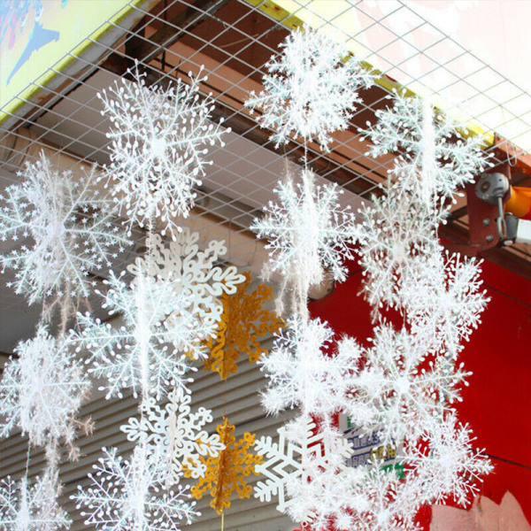 6/3st 3D Snowflake Garland Xmas Juldekorationer Vinter 11cm 3pcs