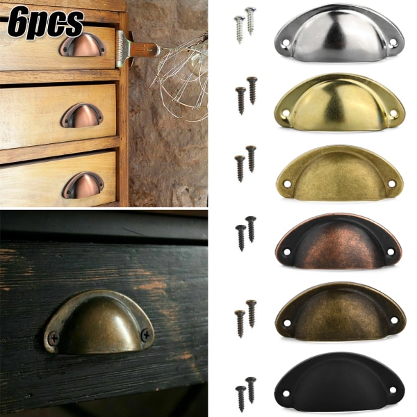 6 / 12 st Kopphandtag Skålhandtag Köksskåp Skåp Black 6PCS
